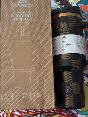 Stanley Black & Brown Checker FlowState Tumbler with Handle 40 Oz